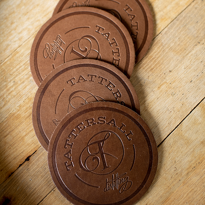 Tattersall Leather Coasters