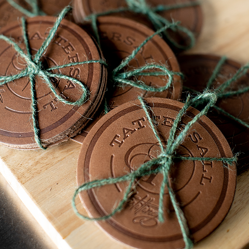 Tattersall Leather Coasters